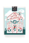 Merry Christmas Cottage In Snow Folder Greeting Card Set Of 10