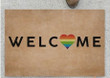 Beautiful Design Welcome Rainbow Heart Lgbt Doormat Home Decor