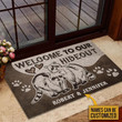 Welcome To Our Hideout Raccoon Couple Doormat Home Decor Custom Name