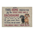 Cool Dachshund This Home Protected Doormat Home Decor
