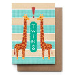 Twins Giraffe Baby On Stripes Pattern Folder Greeting Card Set Of 10