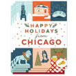 Happy Holidays From Chicago Grid Dots Pattern Folder Greeting Card Set Of 10