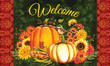 Welcome Gourds Flowers And Pumpkins Design Doormat Home Decor
