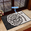 Black And White Firefighter Fire Dept Doormat Home Decor Custom Name