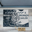 Custom Name Design Doormat Home Decor A Mermaid And A Drunken Sailor Live Here