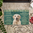 Doormat Home Decor Pretty House Rules Golden Retriever Dog