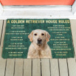 Doormat Home Decor Pretty House Rules Golden Retriever Dog