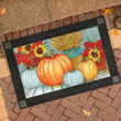 Harvest Home Pumpkin With Fall Floral Design Doormat Home Decor
