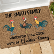 We're All Clucking Crazy Doormat Home Decor Custom Name