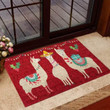Crimson Background Merry Christmas Llama Doormat Home Decor