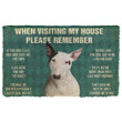 Nice Bull Terrier Dog Lives Here You're Guest Doormat Home Decor