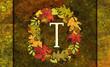 Hello Fall Leaves Wreath Monogram T Design Doormat Home Decor