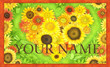 Hippie Watercolor Sunflower Heart Custom Name Design Doormat Home Decor