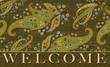 Vintage Green Stained Paisley Welcome Design Doormat Home Decor