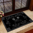 Mysterious Black Cat Rose Doormat Home Decor