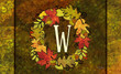 Autumn Leaves Wreath Monogram W Design Doormat Home Decor