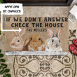 Three Rabbits Custom Name Doormat Home Decor Check The Bunny House