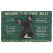 3d Black French Bulldog Welcome To My House Rules Design Doormat Home Decor