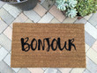 Modern Calligraphy Bonjour Welcome Design Doormat Home Decor