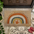 Hello Fall Coir Rainbow Pattern Design Doormat Home Decor