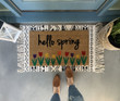 Hello Spring Tulip Garden Design Doormat Home Decor