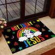 Rainbow Design Doormat Home Decor Not Today Jesus Satan