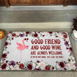 Good Friend And Good Wine Flamingo Doormat Home Decor
