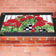 Geranium Flowers Checkered Basket Design Doormat Home Decor