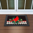 Merry Christmas Cardinal Bird Plaid Design Doormat Home Decor