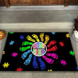 Footprint Autism Strong Flower Autism Awareness Doormat Home Decor