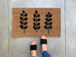 Modern Leaves Trio Black Pattern Design Doormat Home Decor