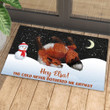Falling Snow Doormat Home Decor Winter Fox The Cold Never Bothered Me Anyway