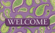 Abstract Green And Purple Paisley Welcome Design Doormat Home Decor