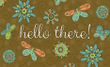 Hello Flowers And Butterflies Brown Backdrop Design Doormat Home Decor