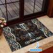 Disc Golf Aesthetic Silver Flower Pattern Custom Name Design Doormat Home Decor