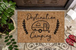 Destination Camping With Mini Van Design Doormat Home Decor