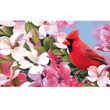 Watercolor Red Cardinal On Flowers Branch Design Doormat Home Decor