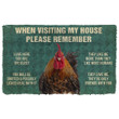 Retro Style Please Remember Roosters House Rule Design Doormat Home Decor