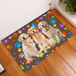 Colorful Dog Paws Golden Retriever Design Doormat Home Decor