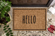 Skinny Text Hello Friends Design Doormat Home Decor