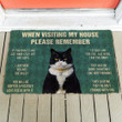 Tuxedo Cat House Rules Please Remember Doormat Home Decor