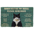 Tuxedo Cat House Rules Please Remember Doormat Home Decor