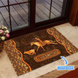 Calf Roping Unique Brown Leather Pattern Custom Name Design Doormat Home Decor