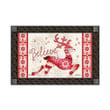 Sparkling Nordic Deer Red And White Ornate Design Doormat Home Decor