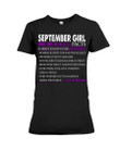 Vintage Funny September Girls Facts Very Friendly But Dangerous Ladies Tee