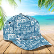 Blue And White Guitar Surfing Printing Baseball Cap Hat