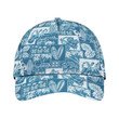 Blue And White Guitar Surfing Printing Baseball Cap Hat