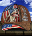 Pitbull In Usa Flag Printing Baseball Cap Hat