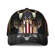 Wild Deer Hunting And American Flag Printing Baseball Cap Hat