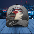 Grunge American Flag With White Cock Pattern Printing Baseball Cap Hat